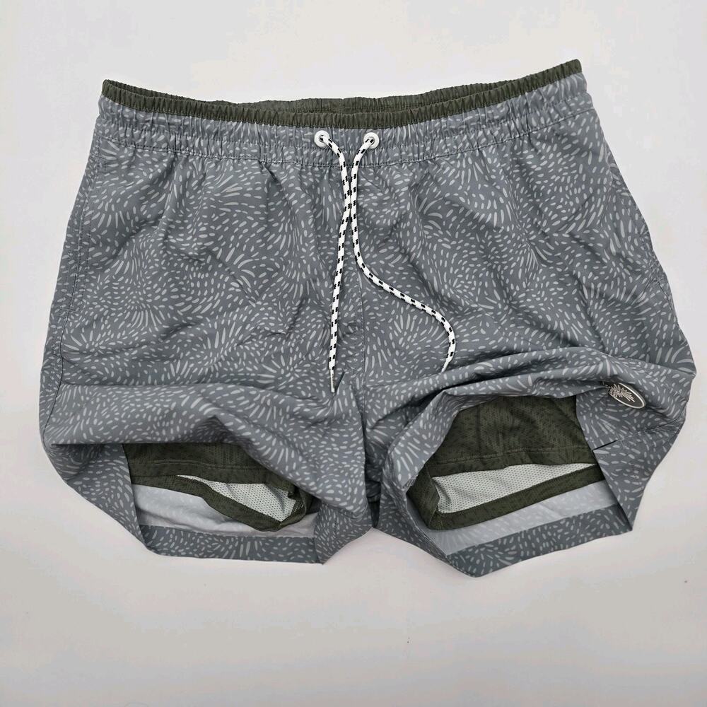 Chubbies Swim Trunks Mens Large 5.5 Inch Gray Green Speckled Shorts Boxer Liner